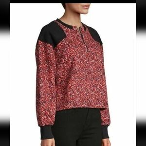 REBECCA MINKOFF Sara Floral Print French Cotton-terry Sweatshirt Size Medium Lar